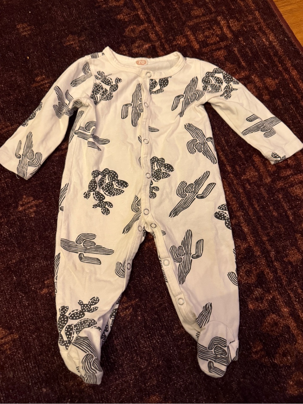 Neutral Cactus Print Baby One-Piece Footed Romper